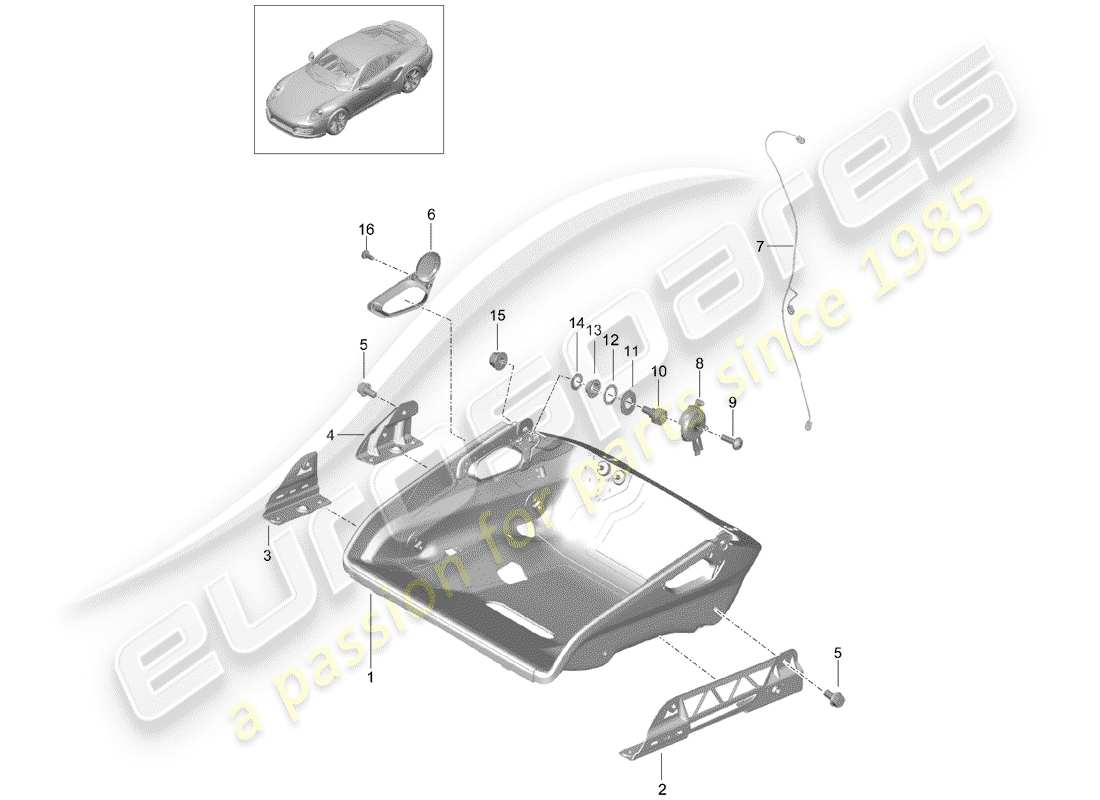 porsche 991 turbo (2014) seat parts diagram