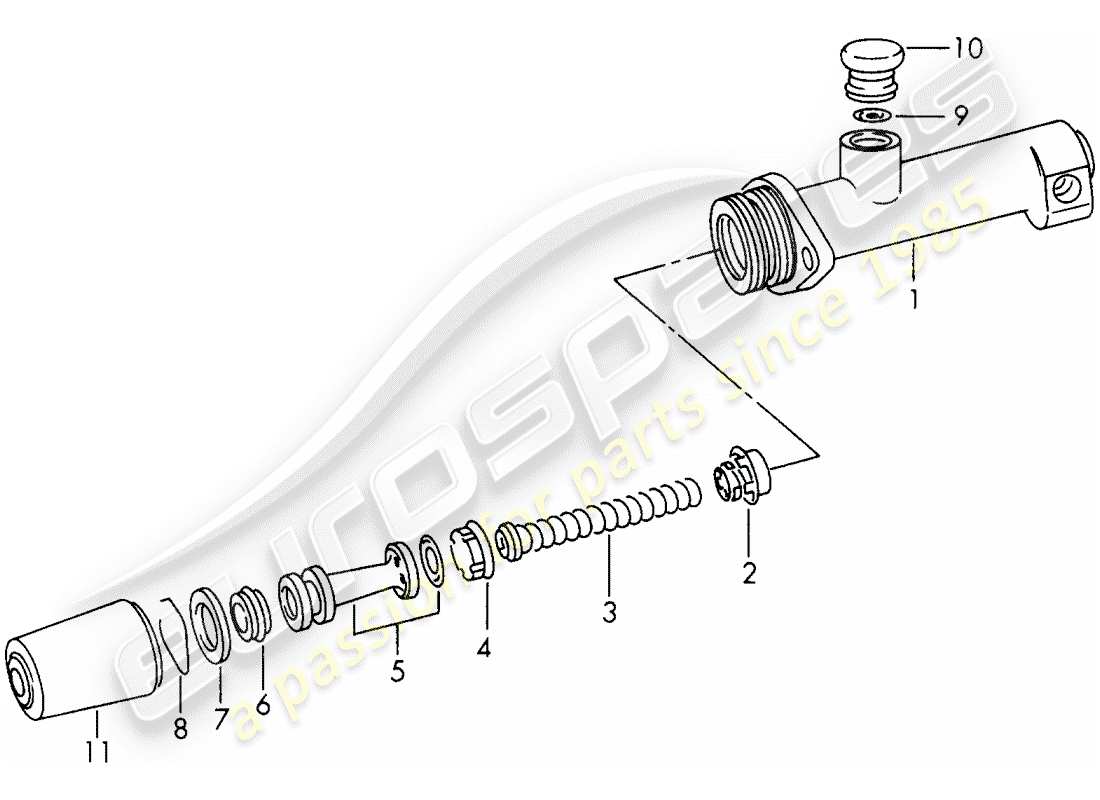 porsche 911/912 (1967) brake master cylinder - single parts - d >> - mj 1967 part diagram