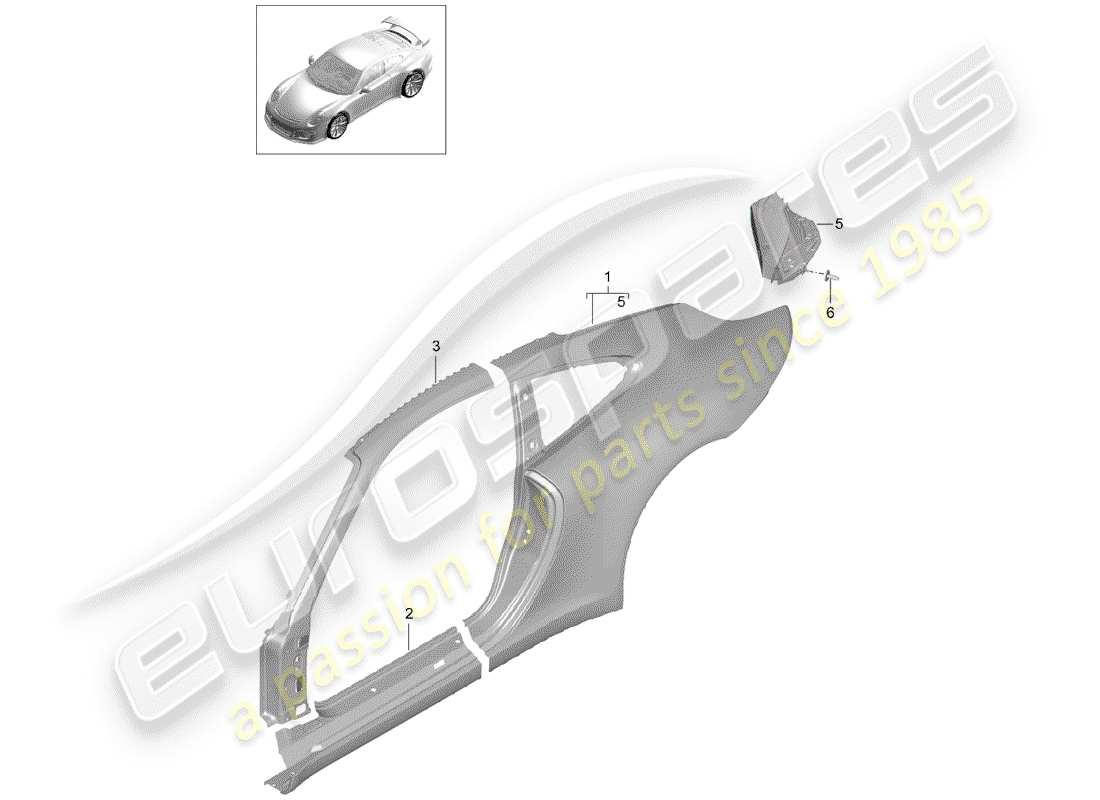 porsche 991r/gt3/rs (2019) side panel part diagram