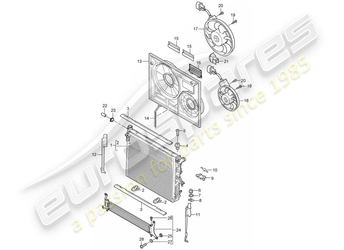 porsche cayenne (2008) water cooling 3 part diagram