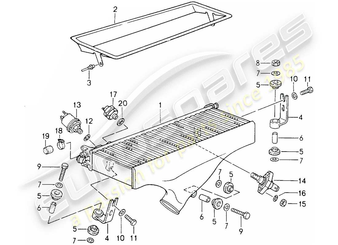 porsche 964 (1991) charge air cooler part diagram