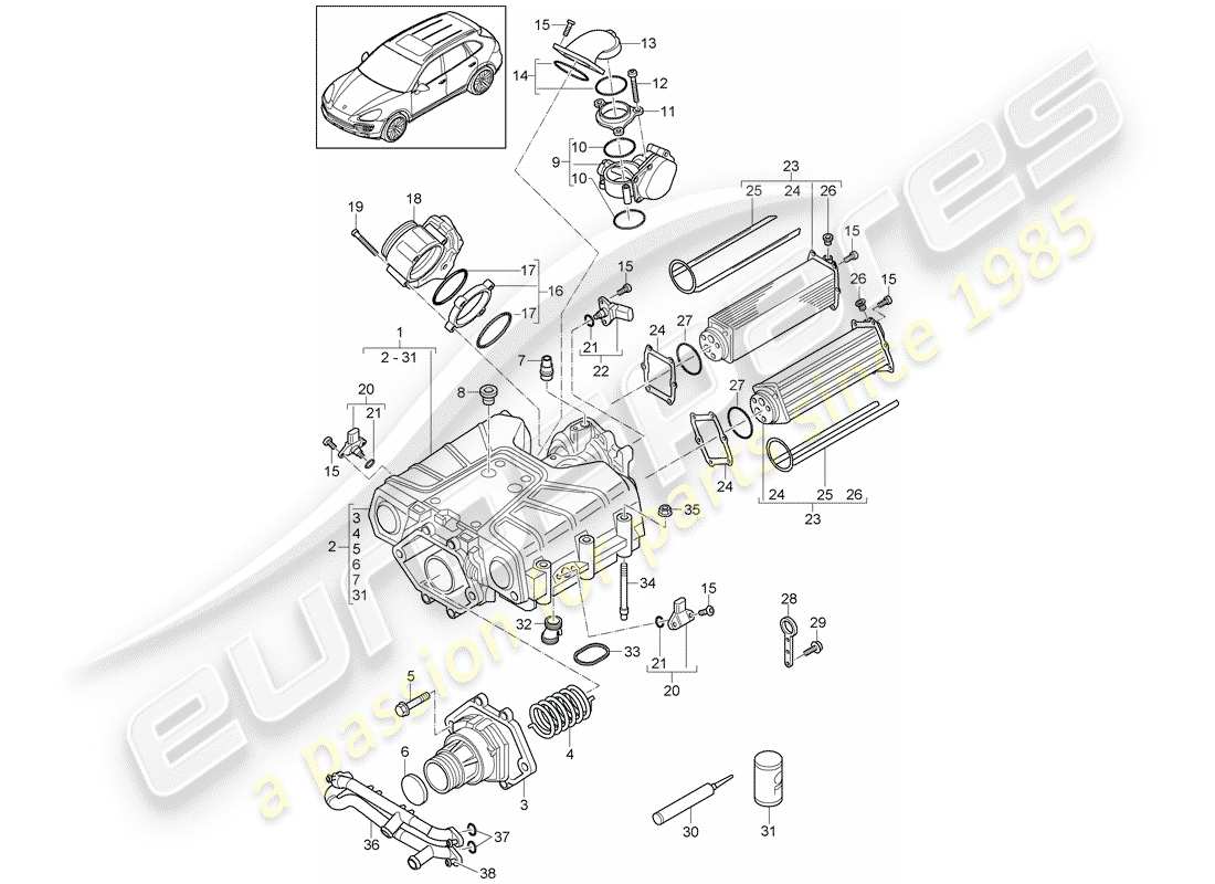 porsche cayenne e2 (2013) compressor part diagram