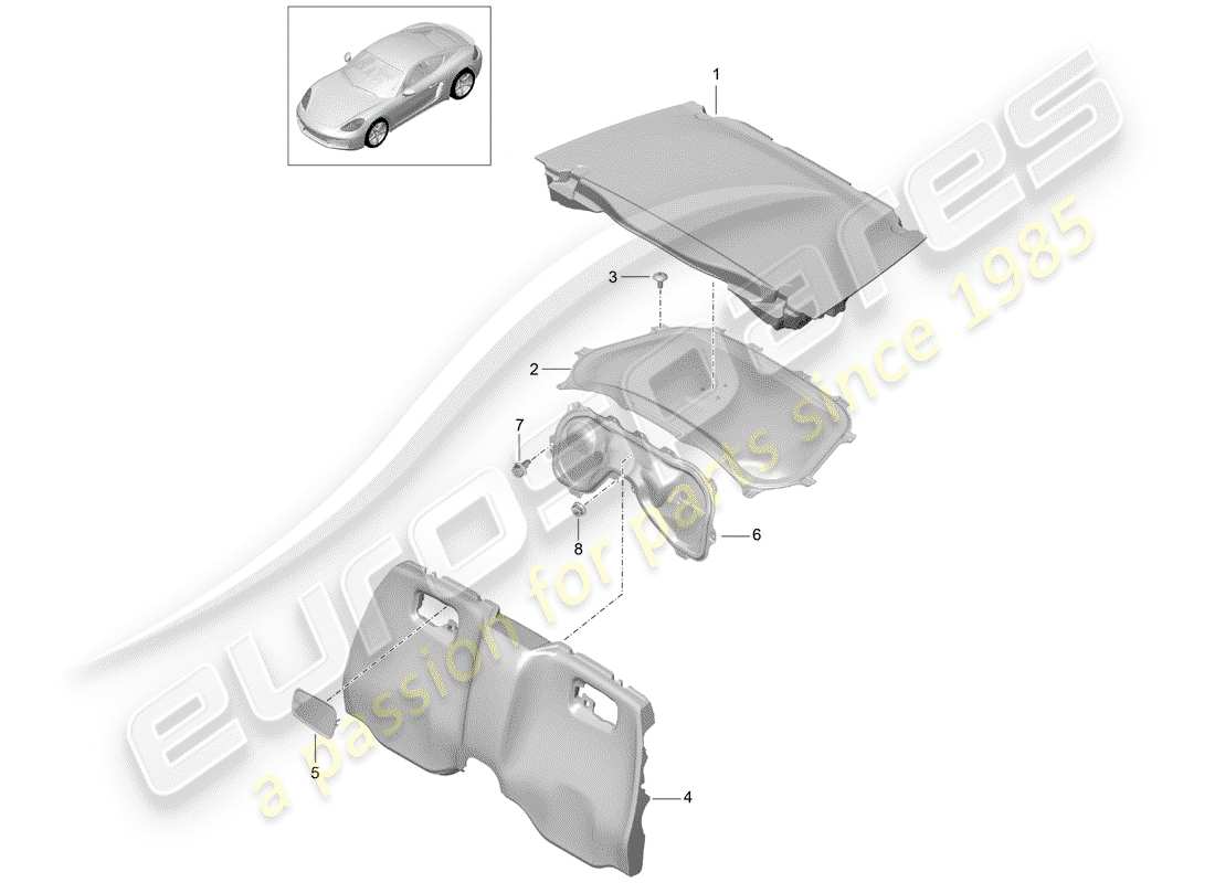 porsche 718 cayman (2019) trims parts diagram