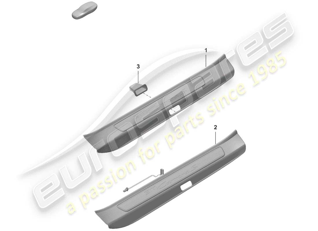 porsche 2019 scuff plate - sill panel with part diagram