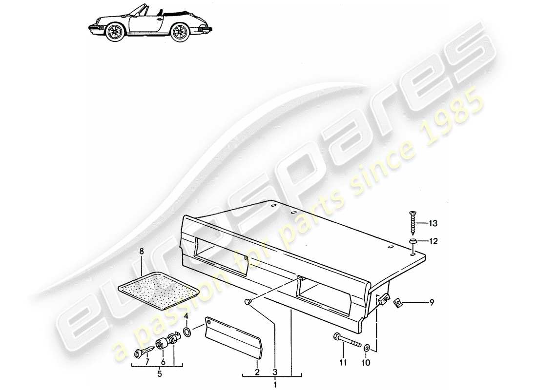 porsche seat 944/968/911/928 (1993) luggage rack - - d - mj 1987>> - mj 1989 part diagram