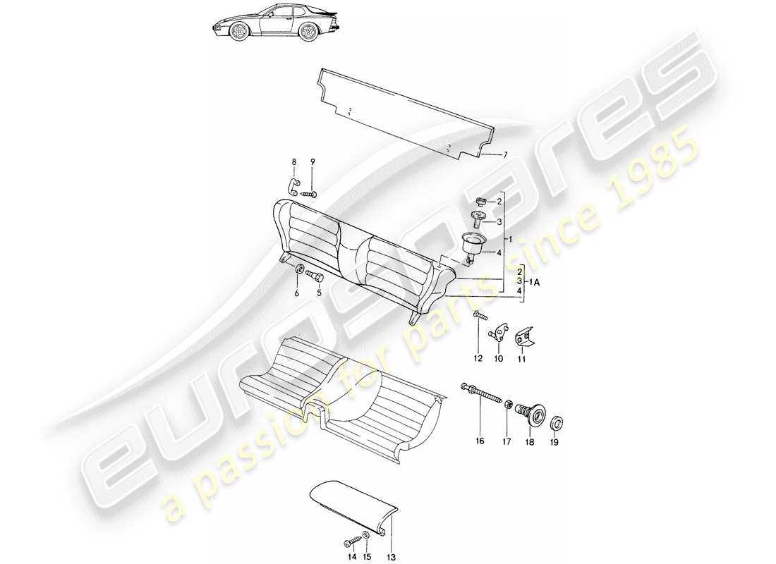 porsche seat 944/968/911/928 (1994) emergency seat - single parts - - d - mj 1989>> - mj 1990 parts diagram