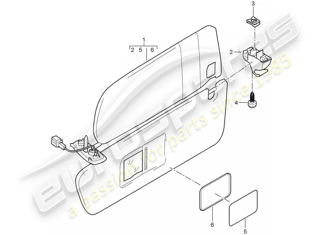 porsche cayenne (2010) sun vizors part diagram