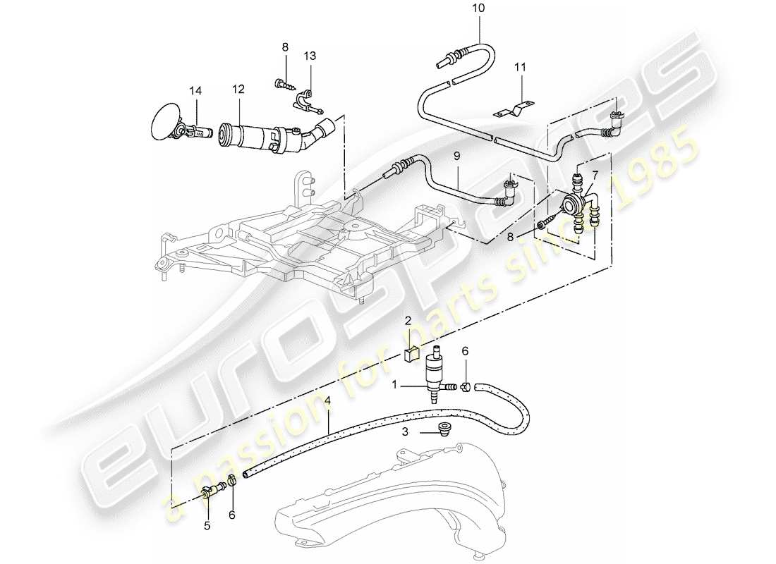 porsche 996 gt3 (2002) headlight washer system - d - mj 2004>> part diagram