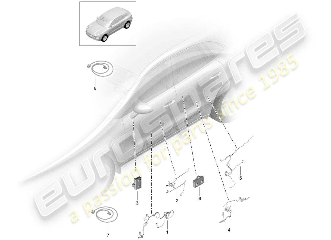 porsche macan (2018) harness part diagram