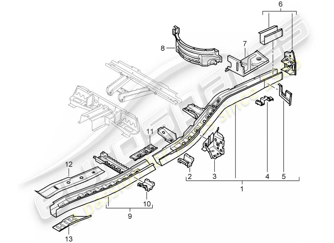 porsche cayenne (2009) frame part diagram