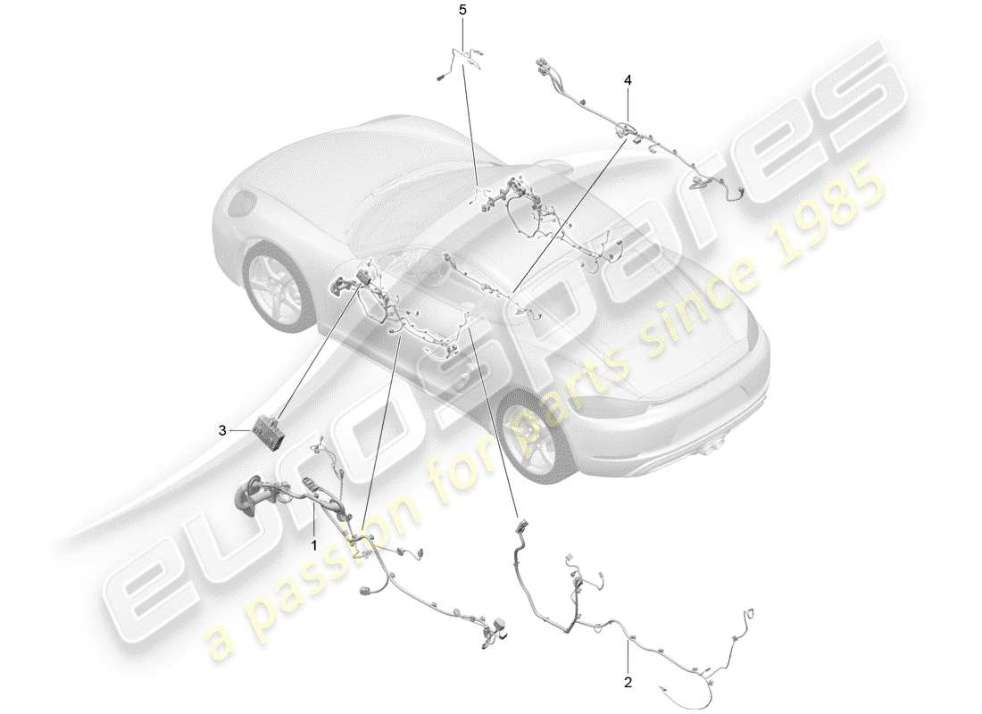 porsche 718 cayman (2018) wiring harnesses parts diagram