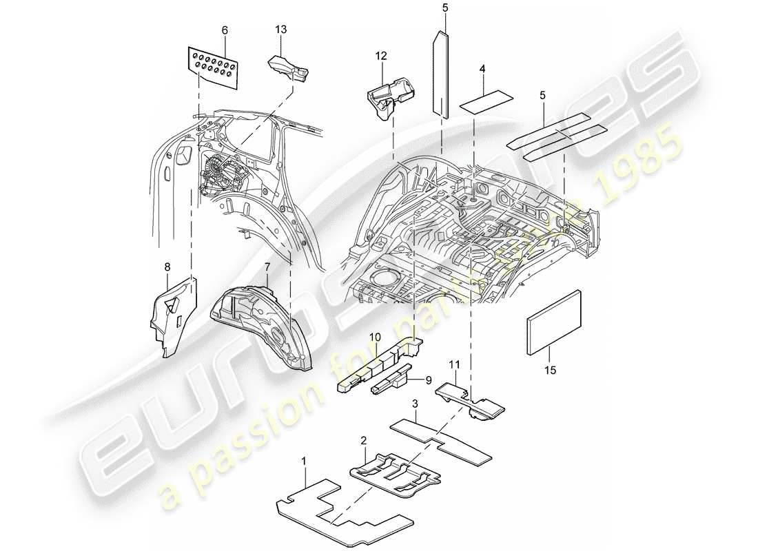 porsche cayenne (2005) sound absorber part diagram