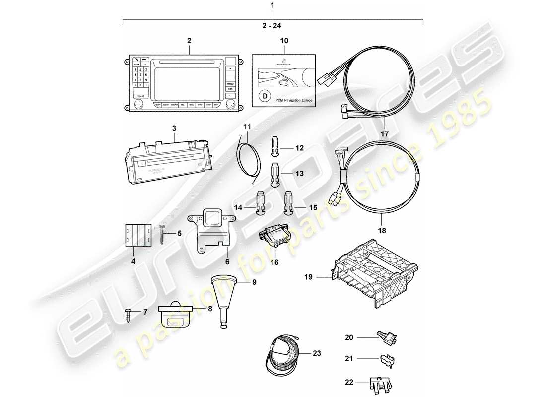 porsche tequipment cayenne (2014) navigation system parts diagram