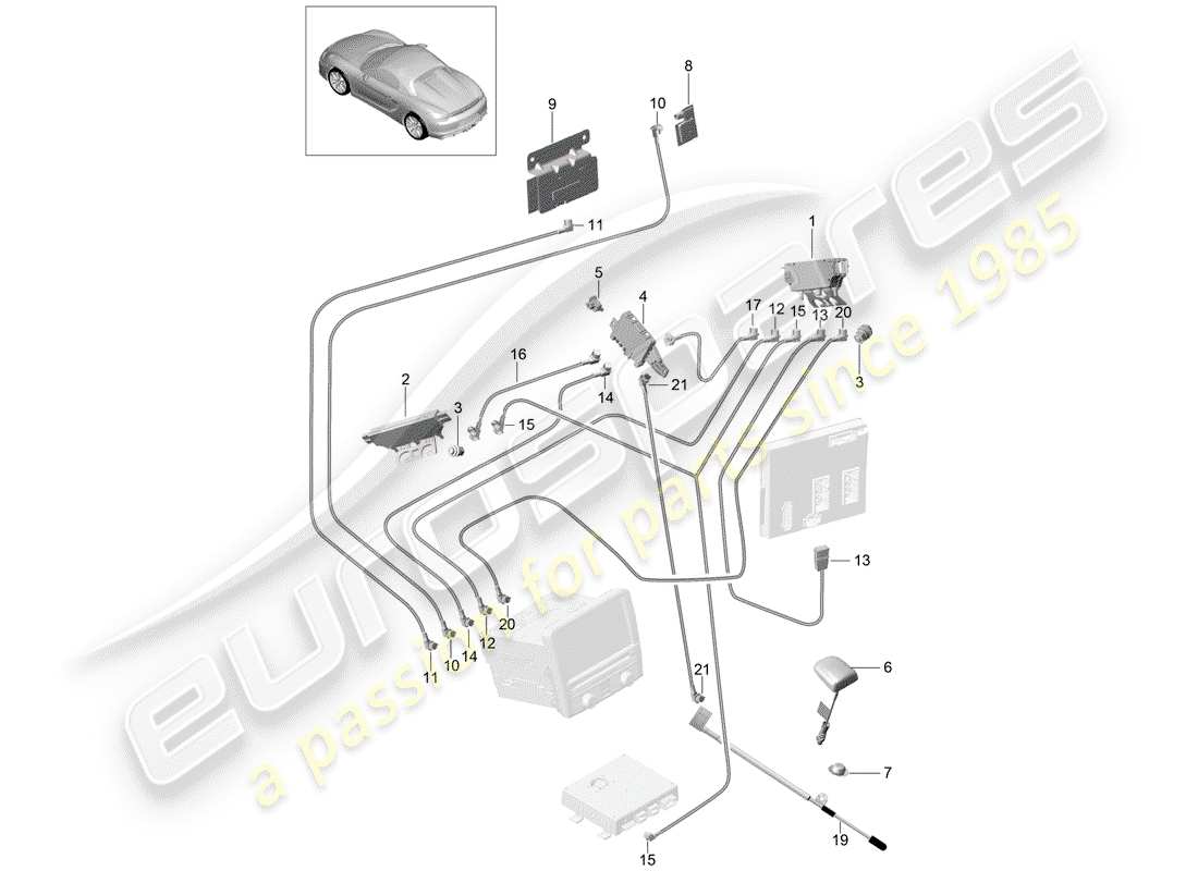 porsche 2016 antenna booster parts diagram