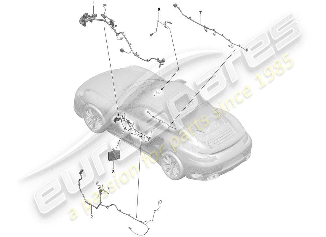 porsche 991 turbo (2019) wiring harnesses part diagram