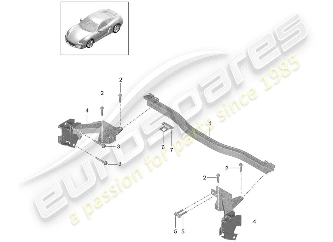 porsche cayman 981 (2014) cross member parts diagram