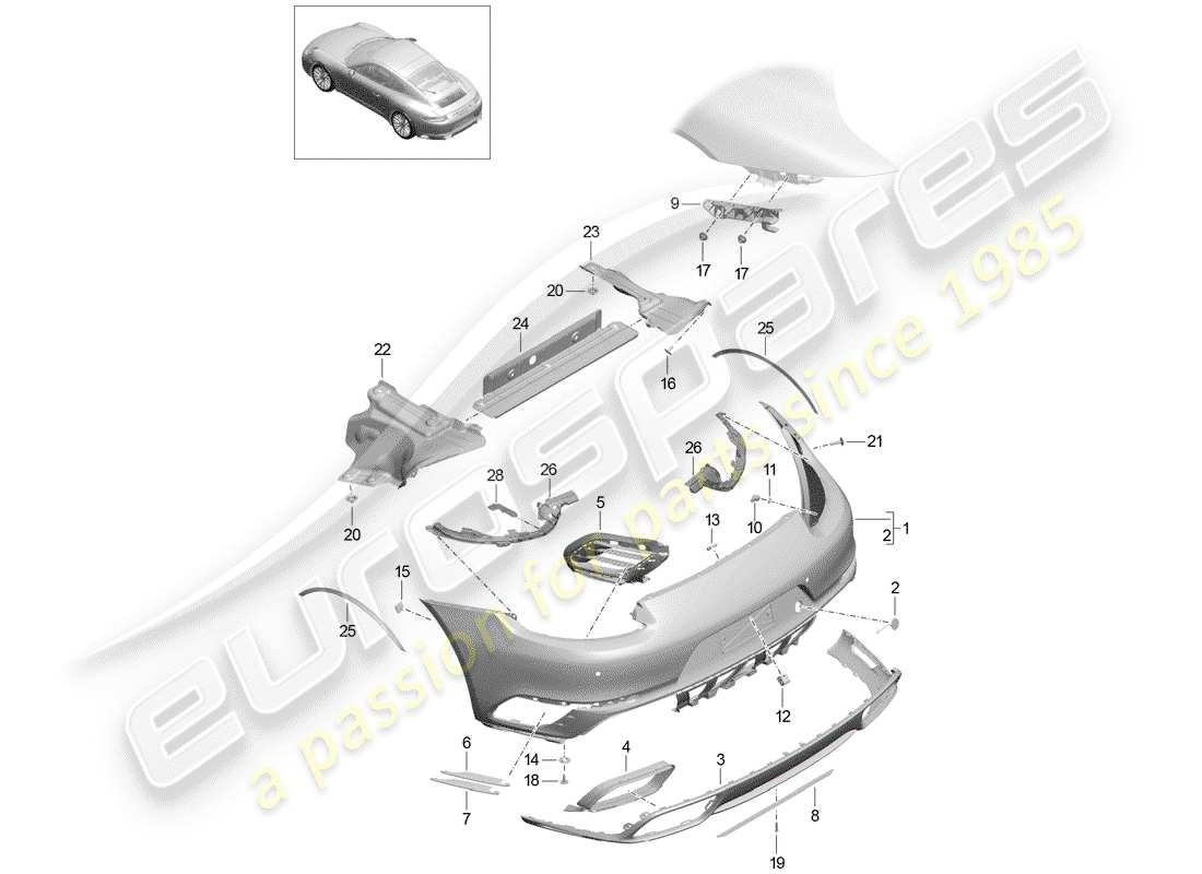 porsche 991 t/gt2rs bumper part diagram