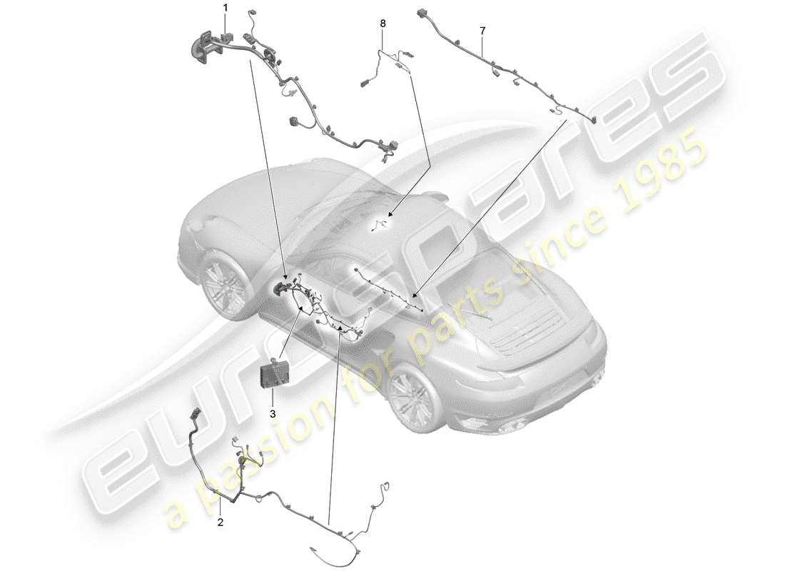 porsche 991 turbo (2015) wiring harnesses parts diagram