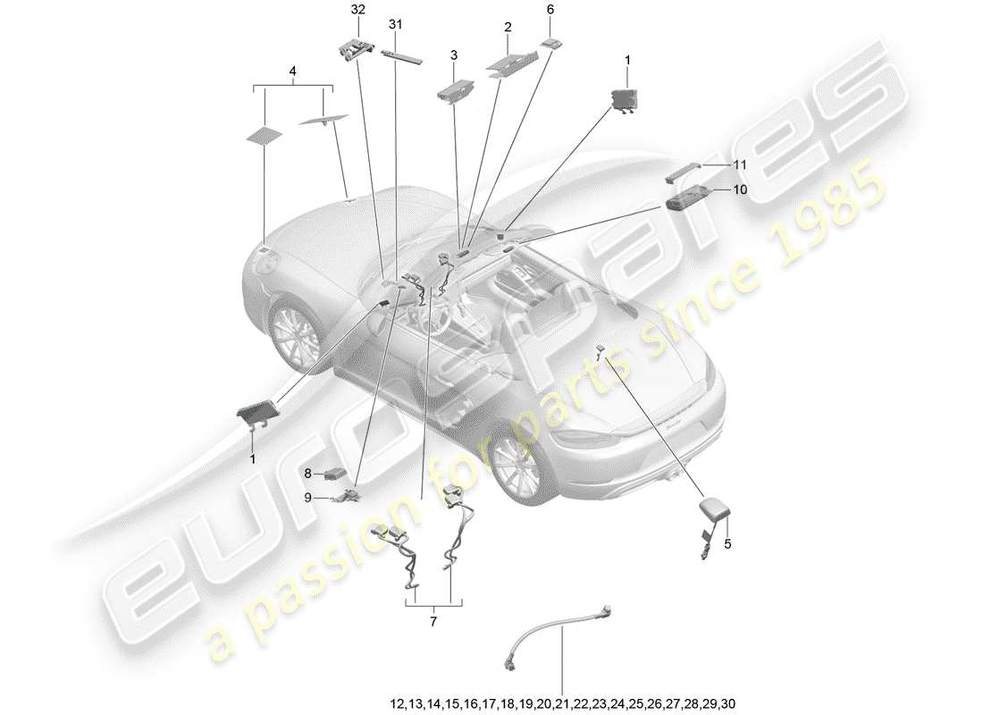 porsche 718 boxster (2020) antenna part diagram