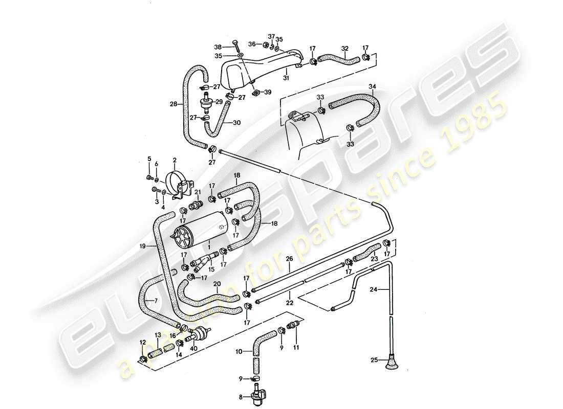 porsche 928 (1992) tank ventilation parts diagram