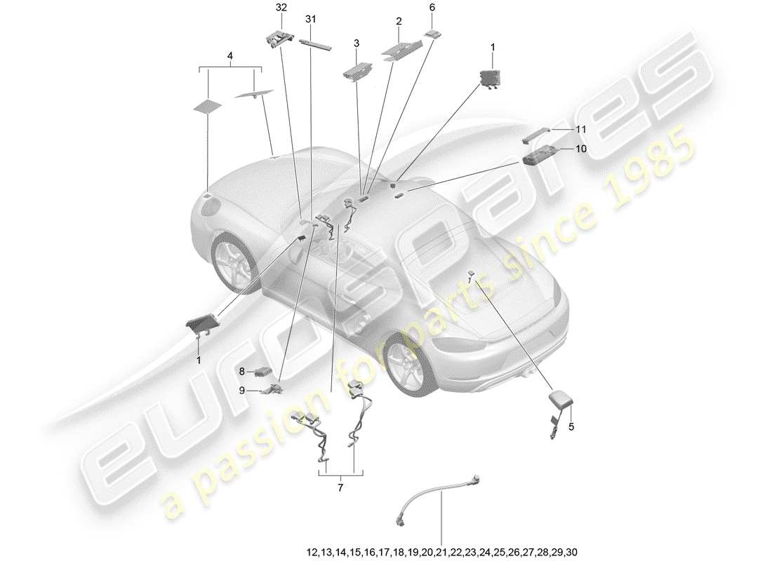 porsche 718 cayman (2019) antenna parts diagram