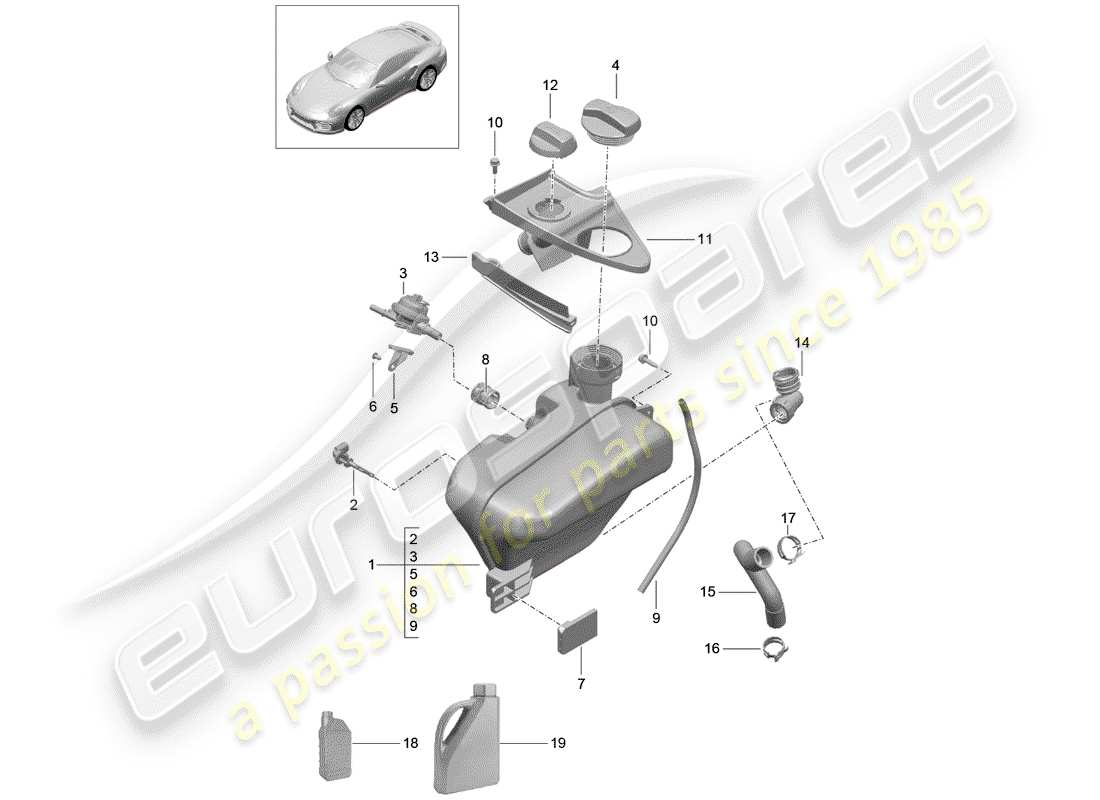 porsche 991 t/gt2rs water cooling part diagram