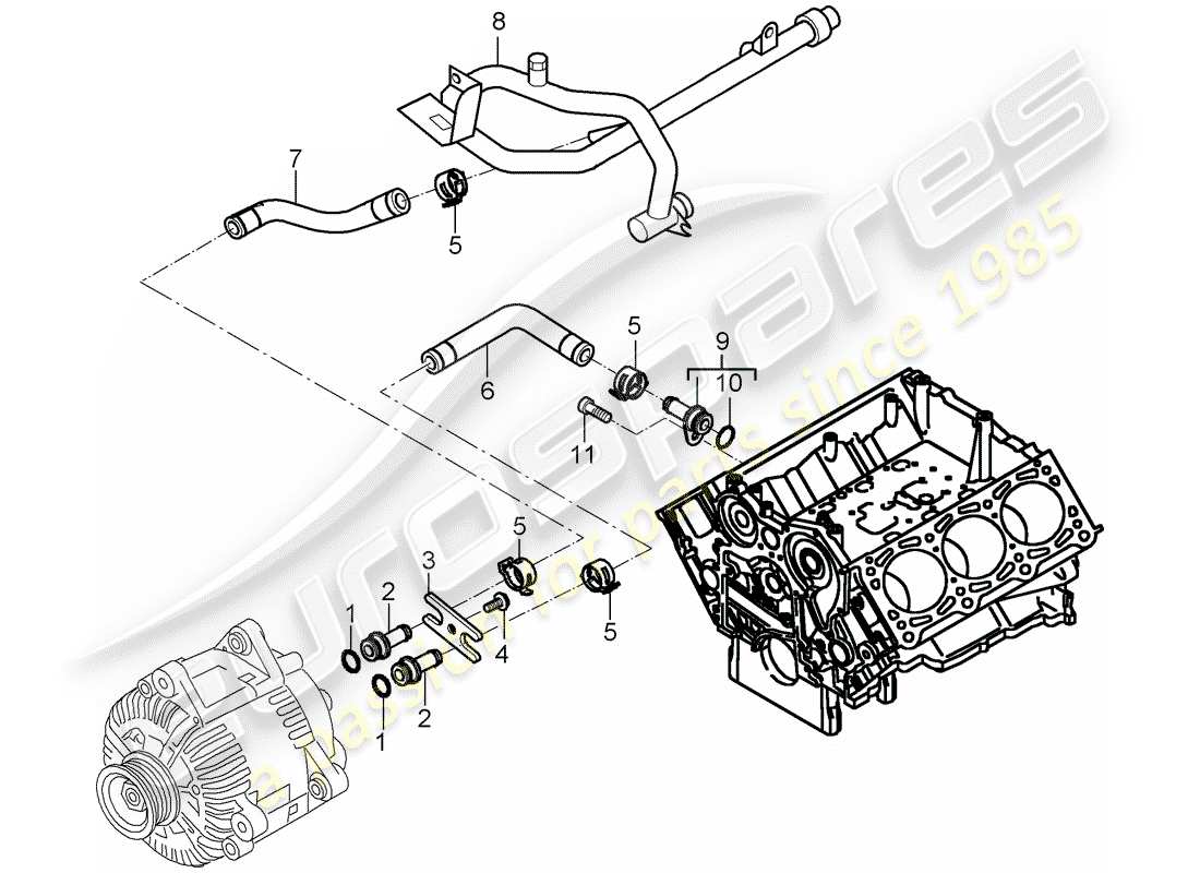 porsche cayenne (2009) water cooling 2 part diagram