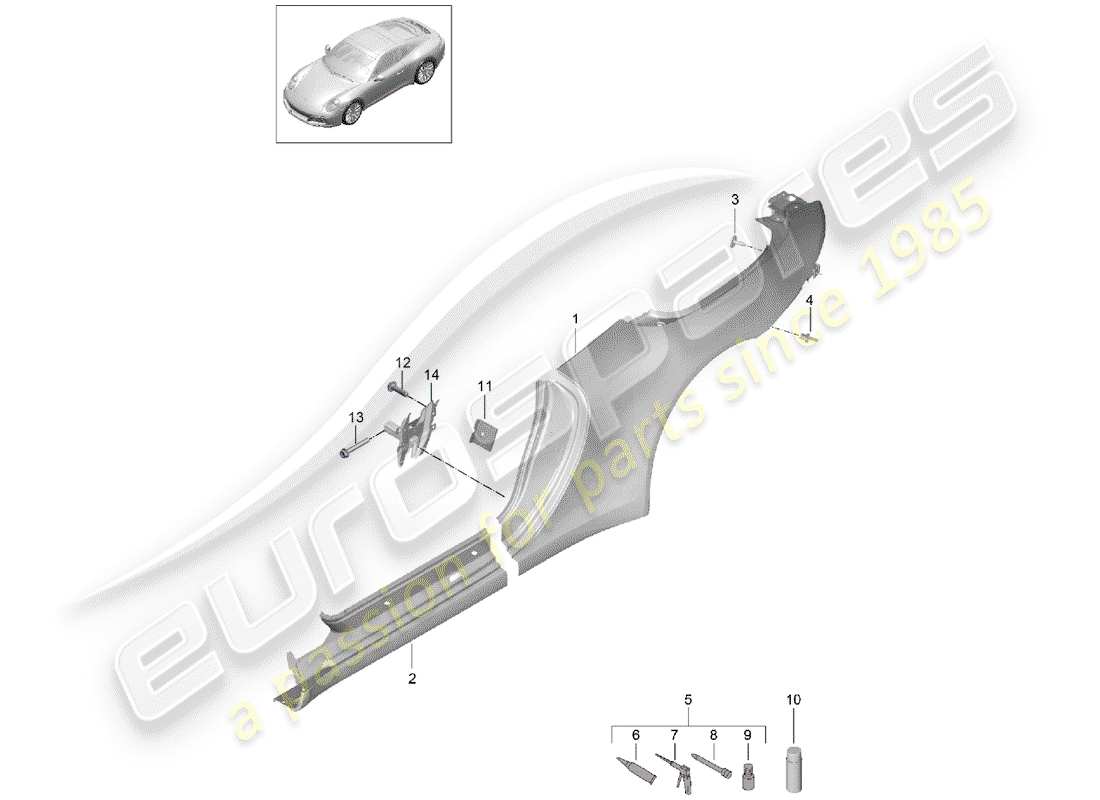 porsche 991 gen. 2 (2019) side panel part diagram