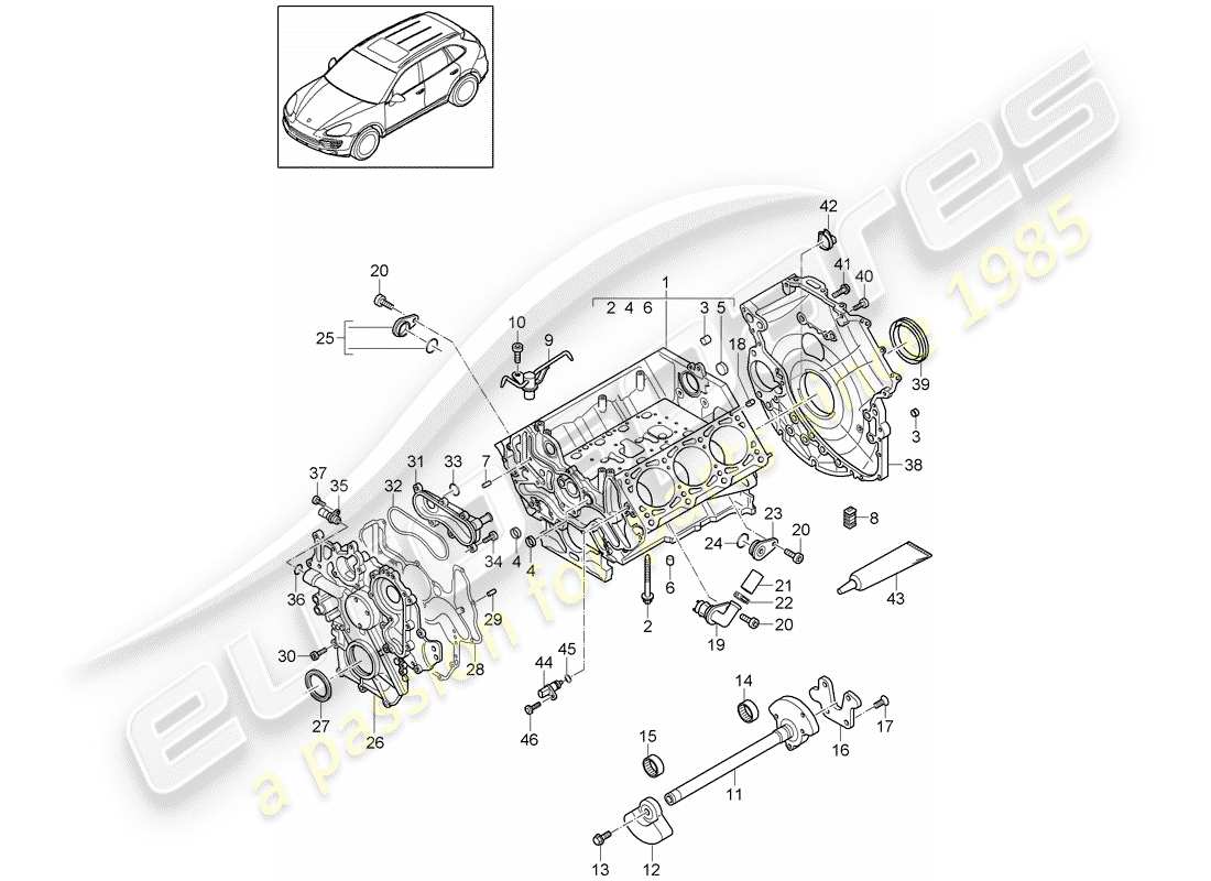 porsche cayenne e2 (2013) crankcase part diagram