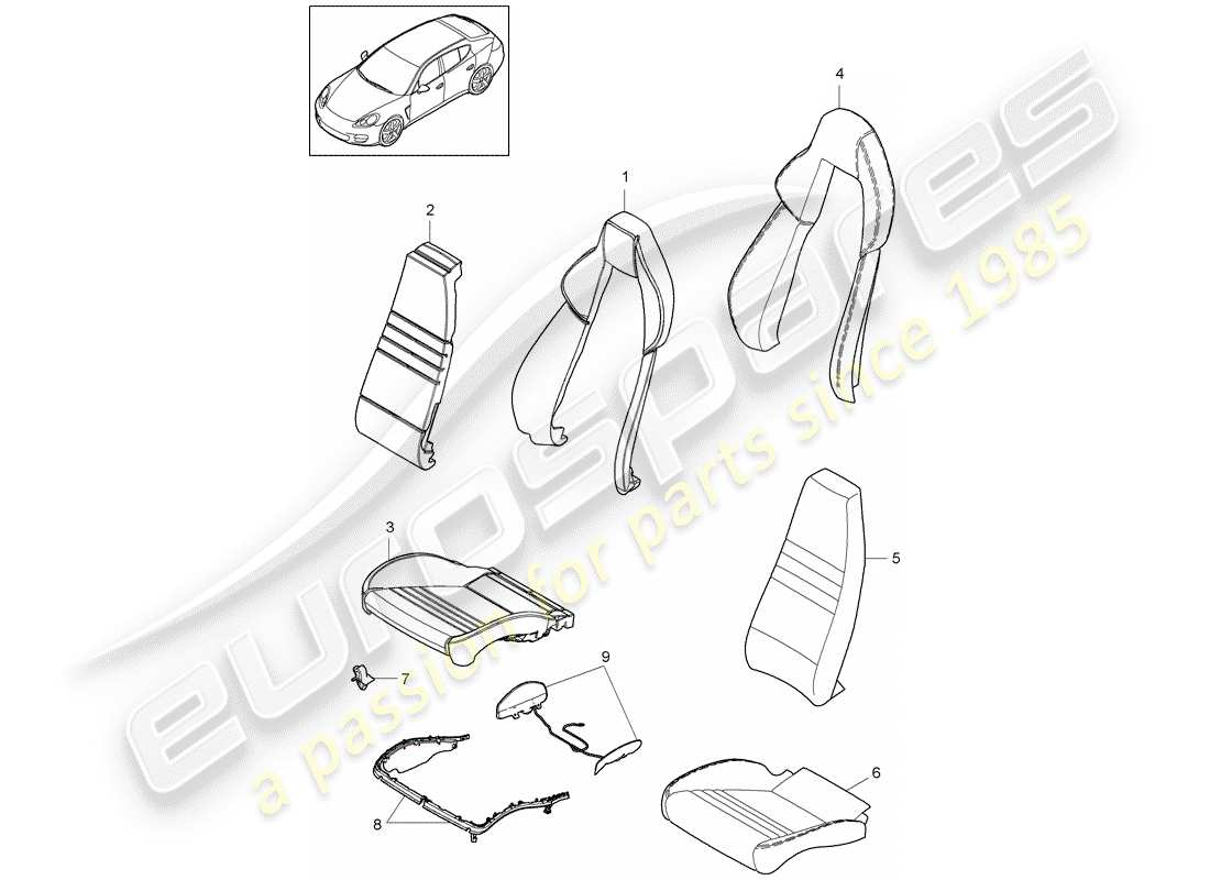 porsche panamera 970 (2016) foam part part diagram