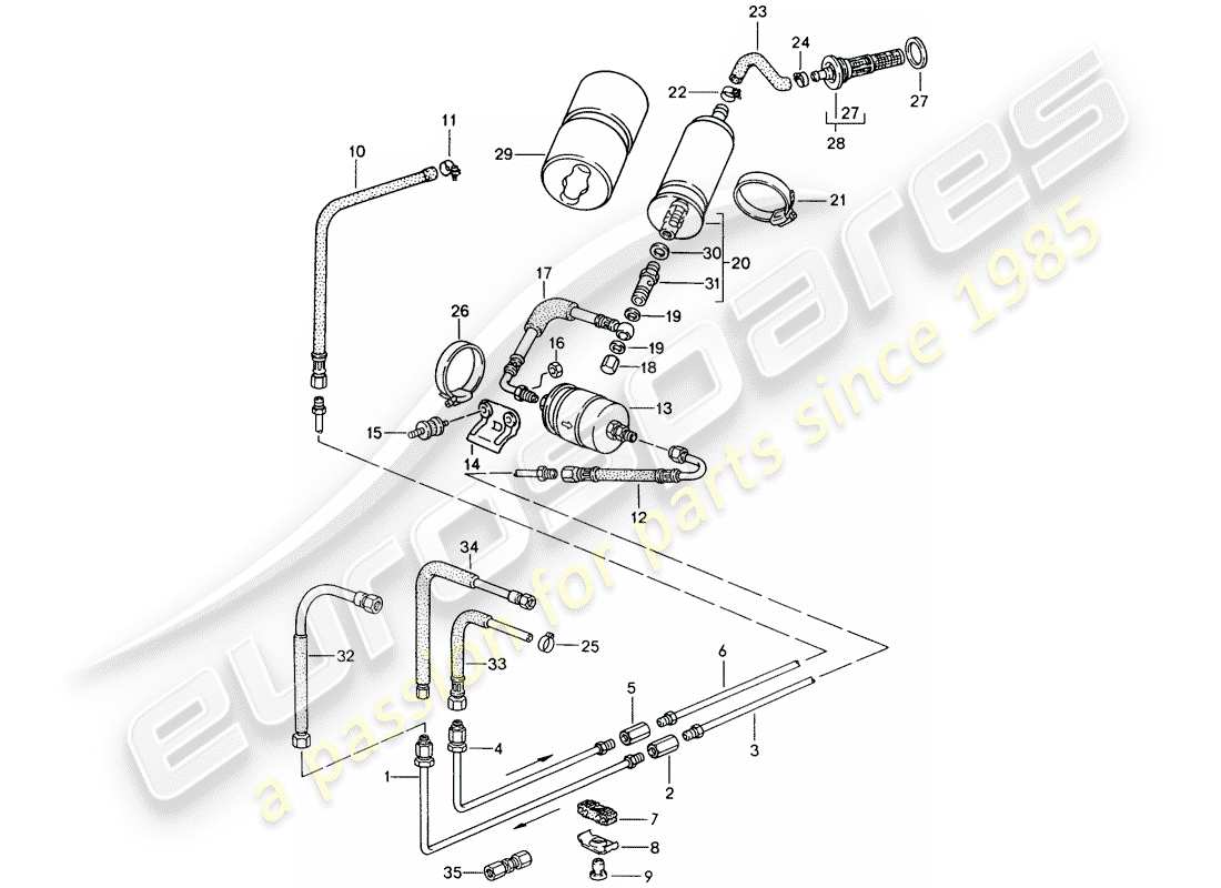 porsche 944 (1988) fuel system parts diagram