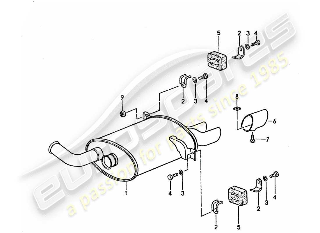 porsche 928 (1992) exhaust system - muffler - exhaust parts diagram