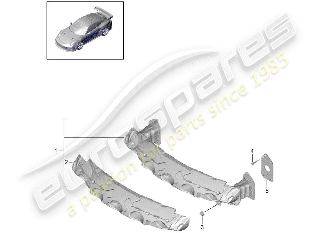 porsche 991 turbo (2015) bumper bracket parts diagram