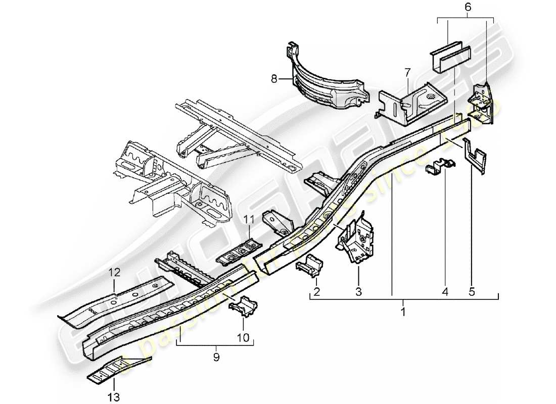 porsche cayenne (2003) frame part diagram