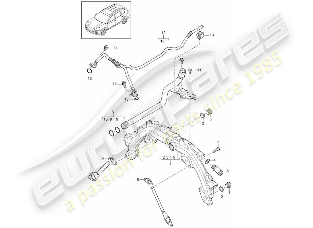 porsche cayenne e2 (2018) water cooling 1 part diagram