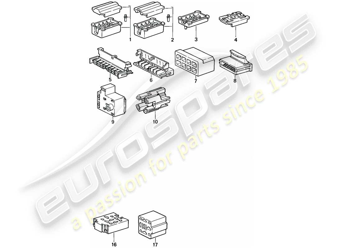 porsche 944 (1986) connector housing - 8-pole - 9-pole parts diagram