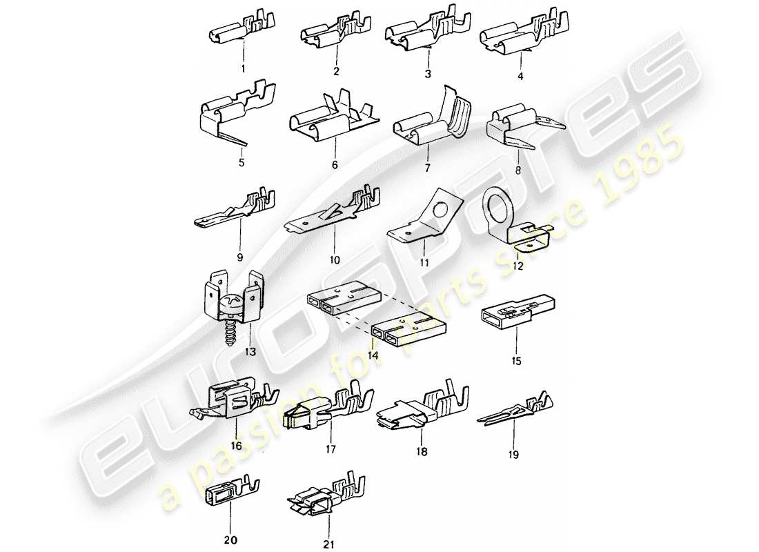 porsche 964 (1993) male blade terminal - push-on connector part diagram