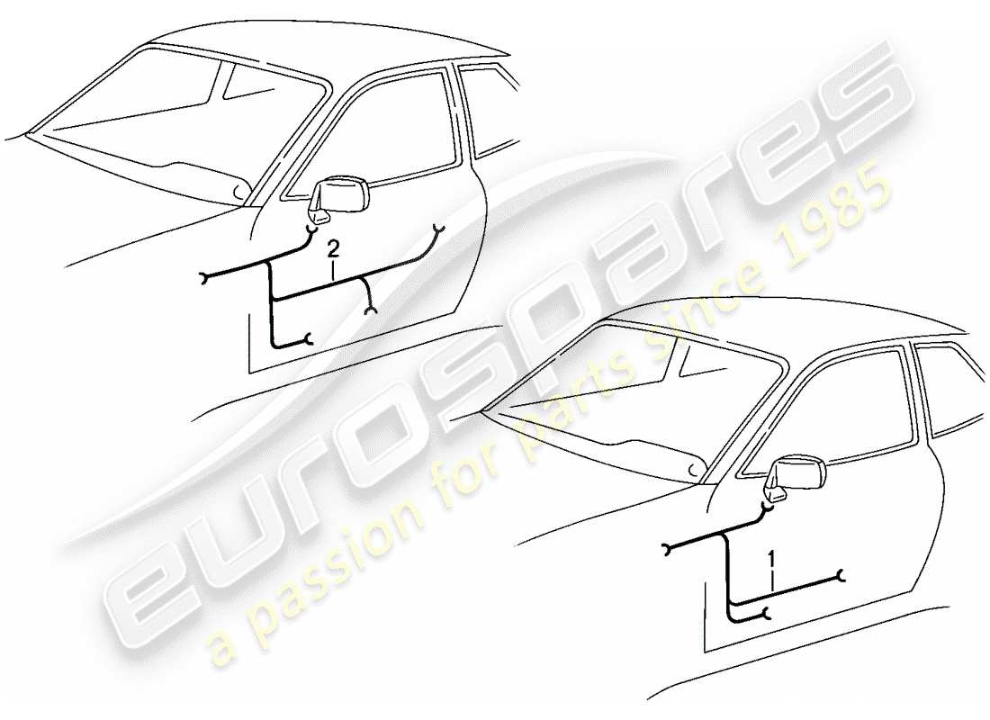 porsche 944 (1988) wiring harnesses - doors parts diagram