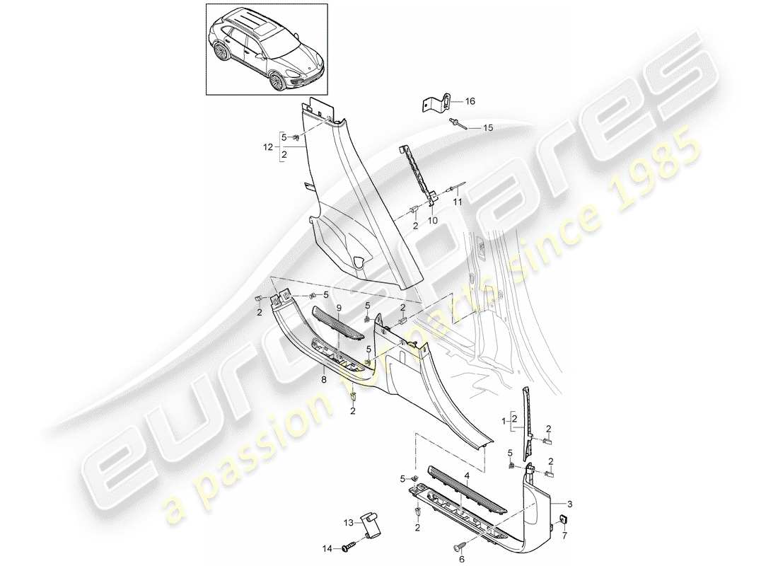 porsche cayenne e2 (2013) lining part diagram