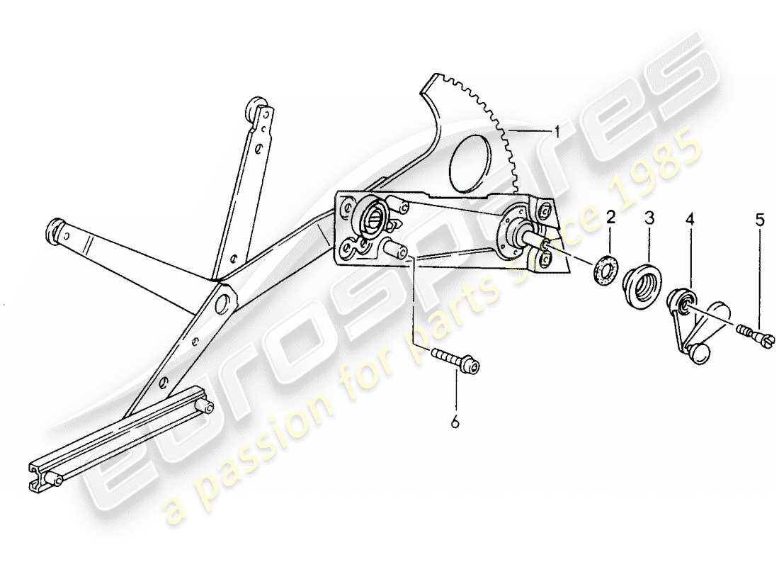 porsche 993 (1995) window regulator - manually part diagram