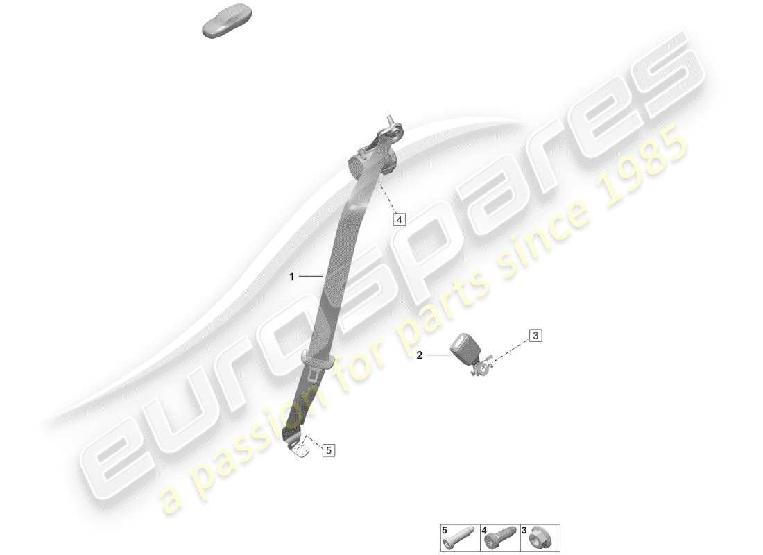 porsche 2019 three-point seat belt part diagram