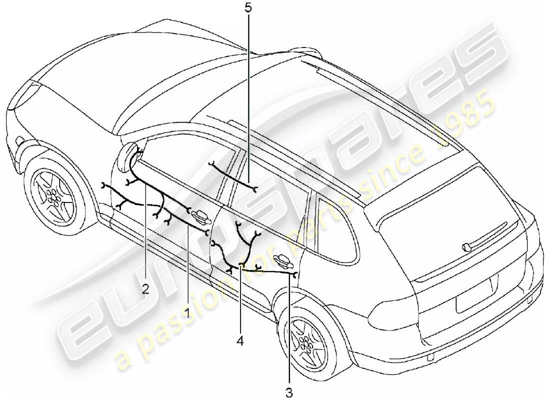 porsche cayenne (2003) wiring harnesses part diagram