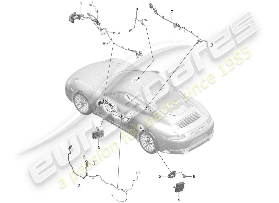 porsche 991 gen. 2 (2019) wiring harnesses part diagram