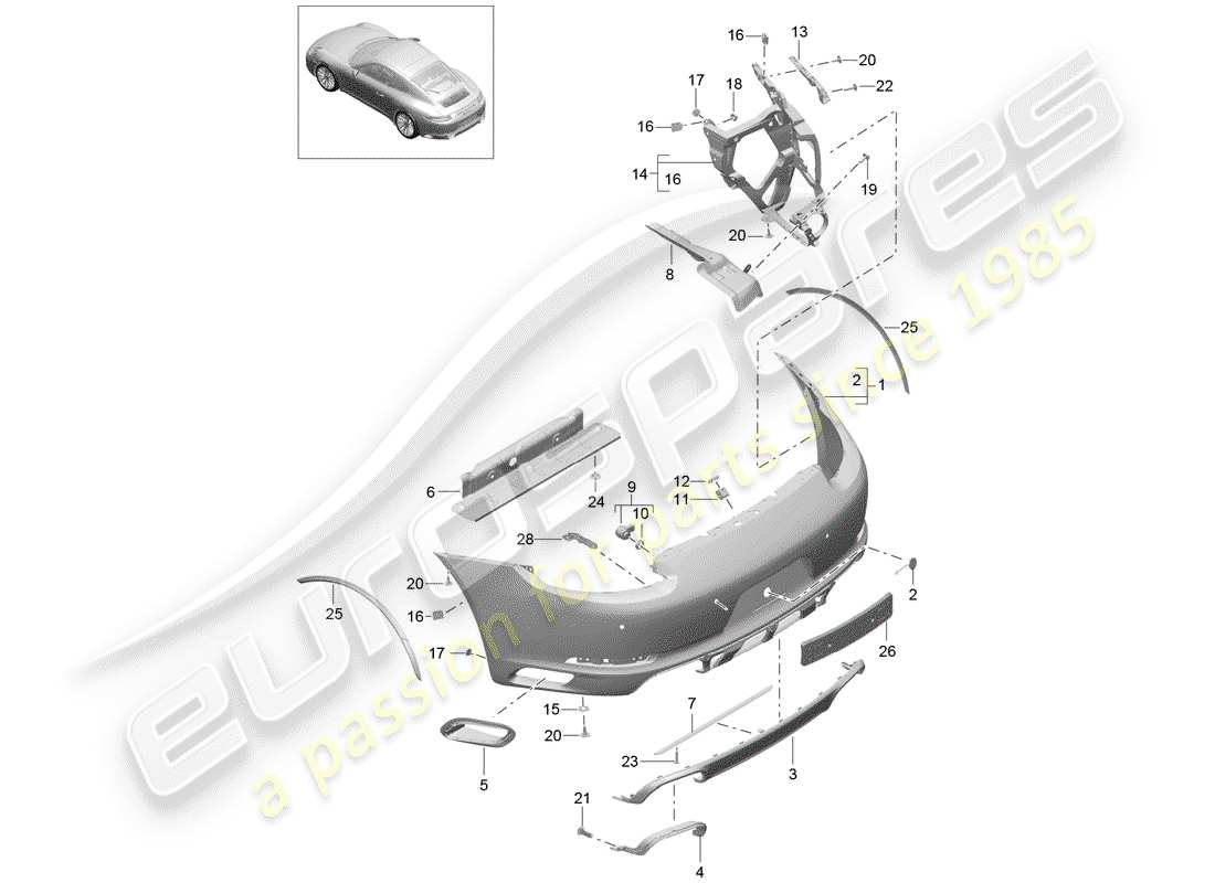 porsche 991 gen. 2 (2019) bumper part diagram