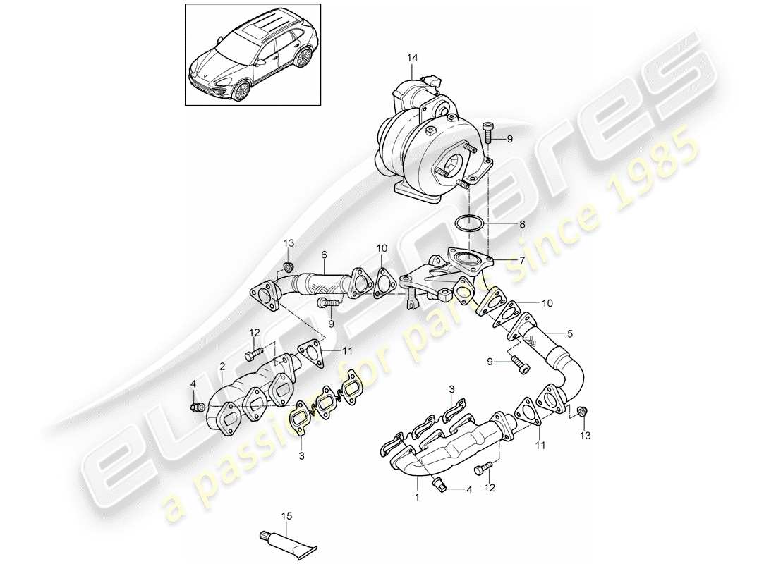 porsche cayenne e2 (2012) exhaust system part diagram