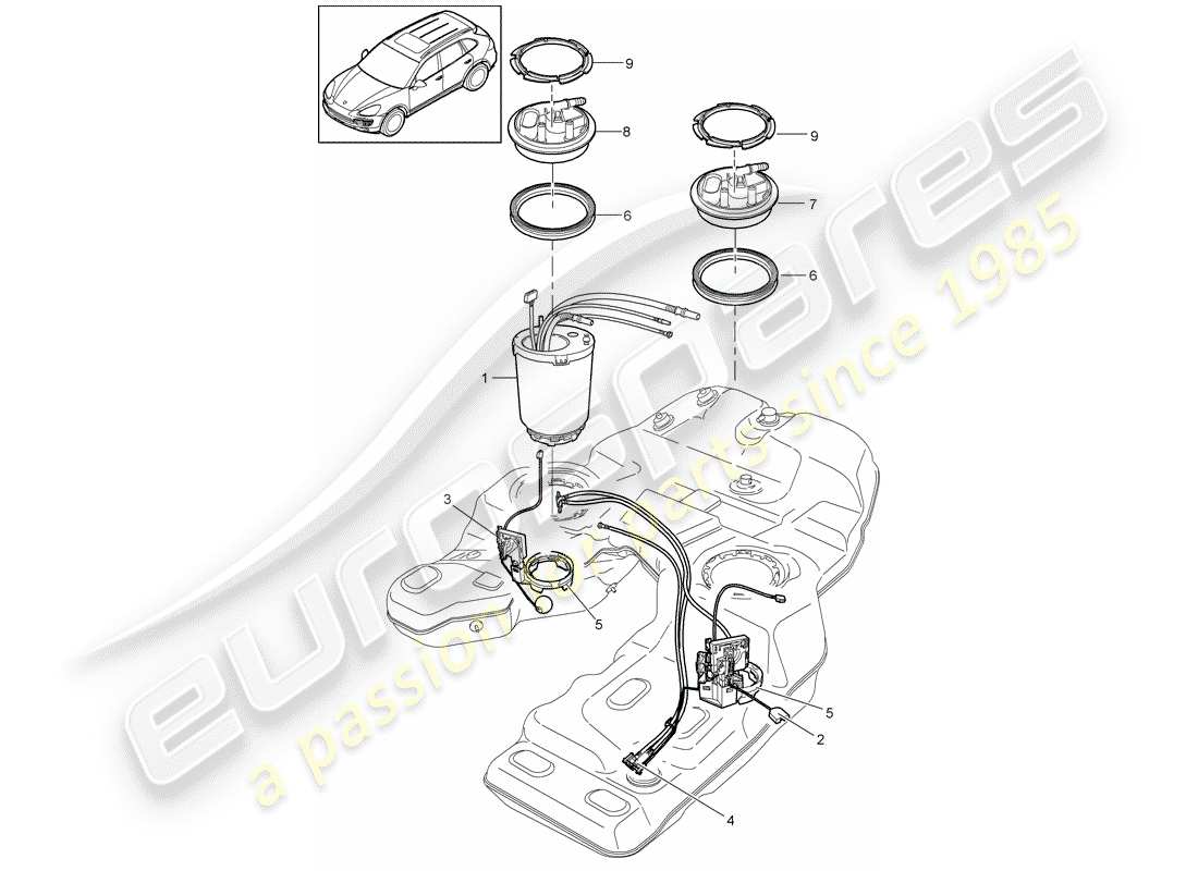 porsche cayenne e2 (2013) fuel tank part diagram