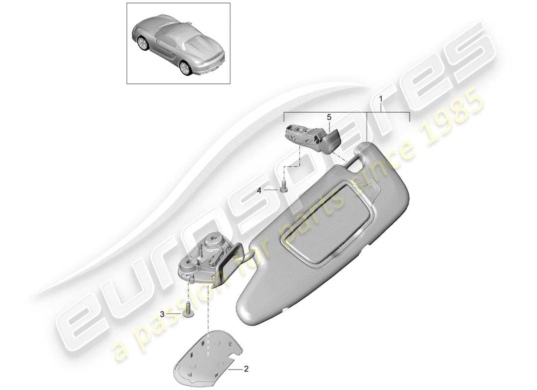 porsche 2016 sun vizors part diagram