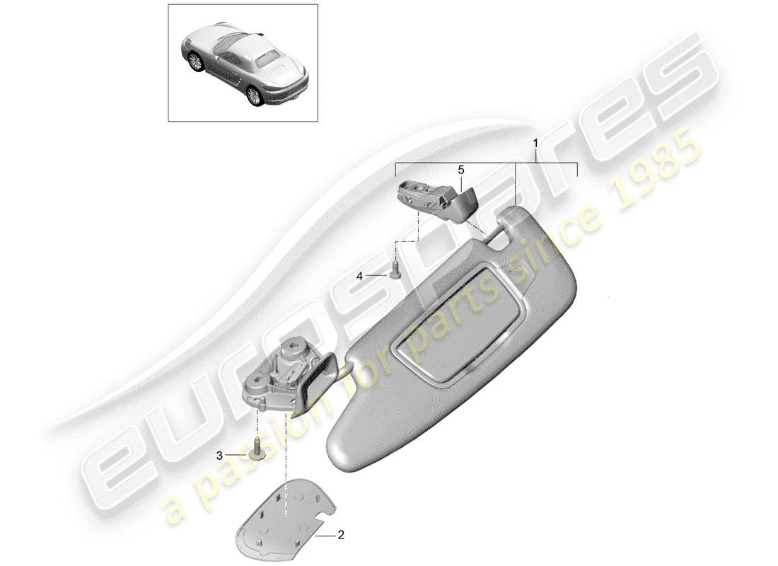 porsche 718 boxster (2020) sun vizors part diagram