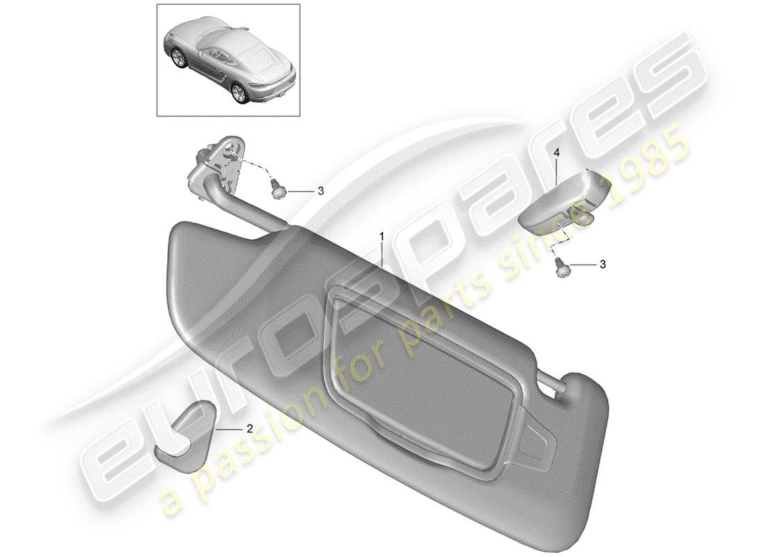 porsche 718 cayman (2018) sun vizors parts diagram