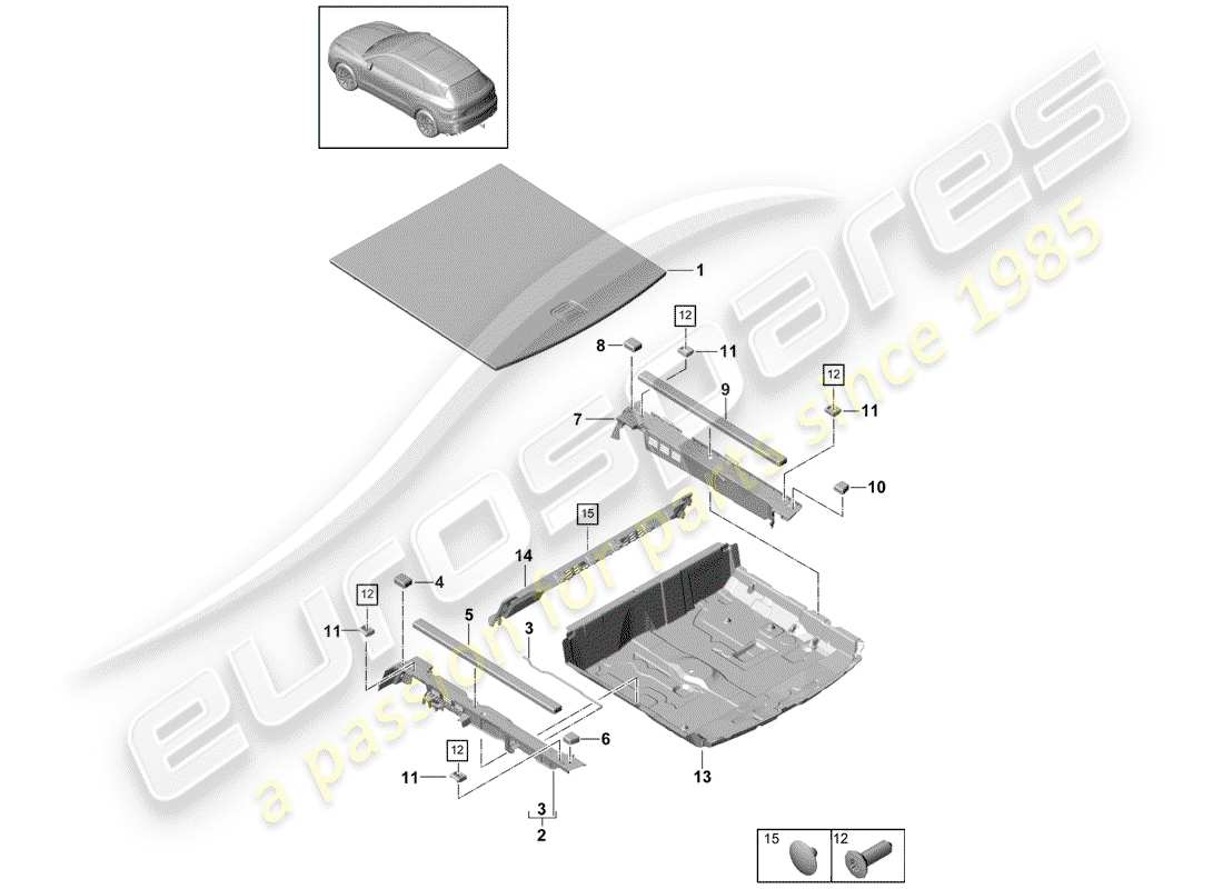 porsche cayenne e3 (2019) lining part diagram